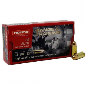 Norma Range and Training .32 ACP FMJ 73-Grain Handgun Ammo 50 Rounds