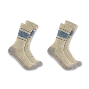Carhartt Heavyweight Synthetic Wool Blend Crew Socks 2 Pack in Oat Milk/Cream | Size Medium