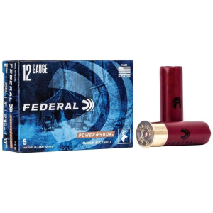 Federal Premium Ammunition Power-Shok Buckshot 12-Gauge Shotgun Ammo 5 Rounds