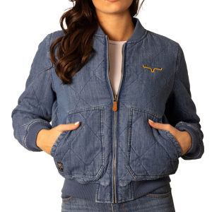 Kimes Ranch Marinos Bomber Jacket in Light Wash Indigo | Size Medium
