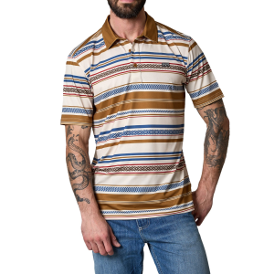 Kimes Ranch Mackin Stripe Polo Shirt in Natural | Size Small