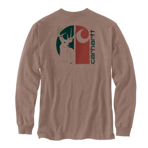Carhartt Carhartt Loose Fit Heavyweight Long Sleeve Pocket Two Tone Deer Graphic T-Shirt in Soft Sepia Heather | Size 3XL - $20.99 at Murdoch's Ranch & Home Supply
