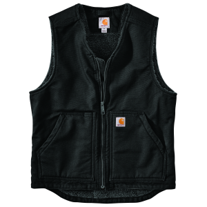Carhartt Washed Duck Sherpa Lined Vest in Black | Size LT