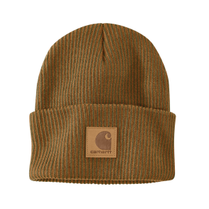 Carhartt Knit Cuffed Plaited Beanie in Carhartt Brown/Dark Bronzed Green
