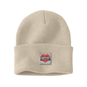 Carhartt Knit Heart Patch Beanie in Oat Milk
