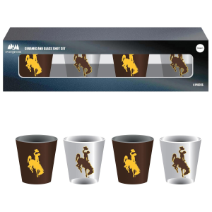 Evergreen 4-Piece University of Wyoming Shot Glass Set