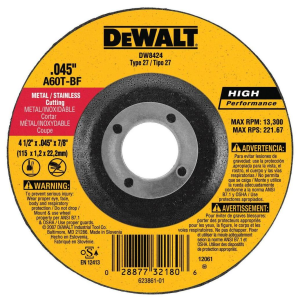 DEWALT 5-Pack 4-1/2" All Purpose Cutting Wheel DW8424B5