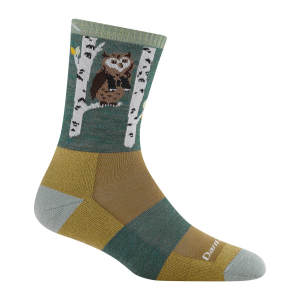 Darn Tough Socks Critter Club Micro Crew Lightweight Socks in Owl Green | Size Small