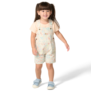 Carhartt Short Sleeve T-Shirt and Floral Canvas Shortall Set in Turtledove | Size 2T