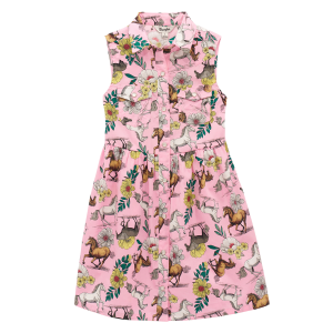 Wrangler Floral Horse Print Dress in Pink | Size XS