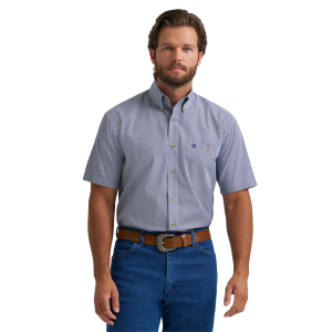 Wrangler Wrangler Classic Diamond Print Short Sleeve Shirt in Blue | Mens | Size Large - $33.74 at Murdoch's Ranch & Home Supply