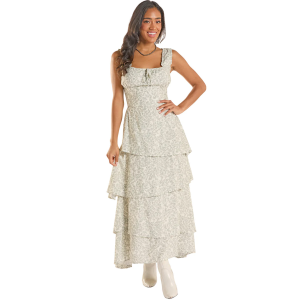 Rock & Roll Denim Rock & Roll Denim Floral Ruffle Tiered Maxi Dress in Jade | Womens | Size Large - $75.95 at Murdoch's Ranch & Home Supply