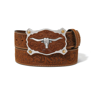 Justin Classic Longhorn Belt in Brown | Mens | Size 38