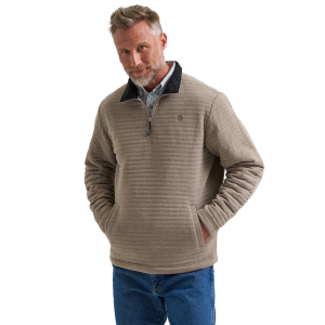 Wrangler Wrangler George Strait Knit Quarter Zip Sweatshirt in Tan | Mens | Size Small - $69.99 at Murdoch's Ranch & Home Supply
