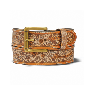 Justin Natural Floral Belt in Brown | Mens | Size 46