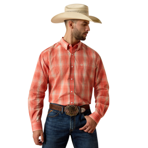 Ariat Ariat Pro Series Noble Classic Fit Shirt in Hot Coral Plaid | Mens | Size Small - $48.71 at Murdoch's Ranch & Home Supply