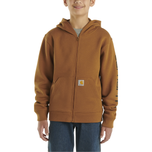 Carhartt Carhartt Sleeve Logo Full Zip Hooded Sweatshirt in Carhartt Brown | Size Small - $35.99 at Murdoch's Ranch & Home Supply