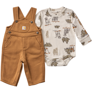 Carhartt Carhartt Long Sleeve Onesie & Fleece Overall Set in Carhartt Brown | Size 3 Mon - $29.59 at Murdoch's Ranch & Home Supply