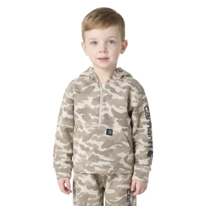 Carhartt Carhartt Long Sleeve Half Zip Camo Logo Hooded Sweatshirt in Sand | Size 2T - $26.39 at Murdoch's Ranch & Home Supply