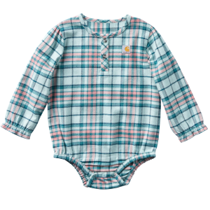 Carhartt Carhartt Long Sleeve Plaid Flannel Onesie in Blue Haze | Size 3 Mon - $13.59 at Murdoch's Ranch & Home Supply