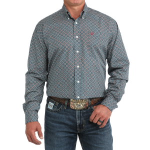 Cinch CINCH Classic Fit Geo Flower Print Button Down Shirt in Blue | Mens | Size Small - $67.99 at Murdoch's Ranch & Home Supply