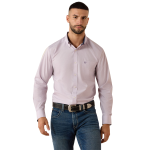 Ariat Wrinkle Free Solid Pinpoint Oxford Classic Fit Shirt in Purple Ash | Mens | Size Small