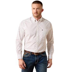 Ariat Campbell Classic Fit Shirt in White Geometric Print | Mens | Size LT