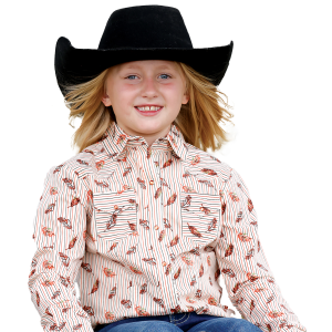 Cruel Cruel Stripe Feather Print Long Sleeve Snap Shirt in Cream | Size XS - $42.99 at Murdoch's Ranch & Home Supply
