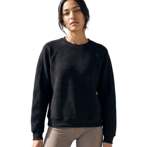 LIV Outdoor Taiga Rib Jacquard Crew Sweatshirt in Meteorite Black | Womens | Size Medium