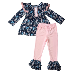 Shea Baby Clothing Shea Baby Clothing Cowgirl Boots Long Sleeve Leggings Set in Navy Blue/Pale Pink | Size 2T - $30.00 at Murdoch's Ranch & Home Supply