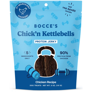 Bocces Bakery Bocces Bakery Chick's Kettlebells Protein Jerky Chicken Recipe Dog Treats | Size 5 oz - $11.99 at Murdoch's Ranch & Home Supply