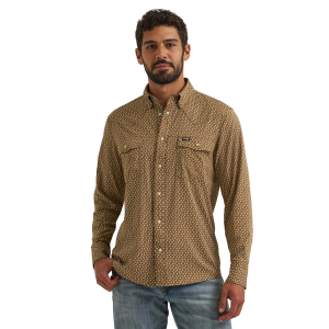 Wrangler Wrangler ATG Technical Floral Print Long Sleeve Snap Shirt in Kangaroo Ditzy Floral | Mens | Size Medium - $64.99 at Murdoch's Ranch & Home Supply