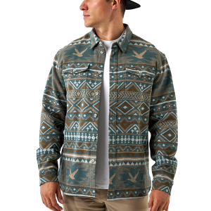Burlebo BURLEBO Vintage Heavyweight Button Down Flannel Shirt in Mallard Aztec (Olive) | Mens | Size Medium - $89.00 at Murdoch's Ranch & Home Supply