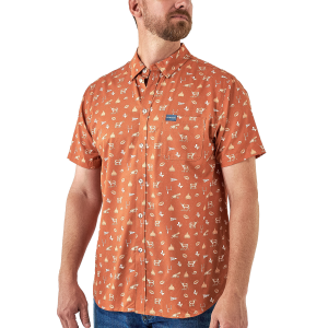Burlebo BURLEBO Gameday In Austin Performance Button Up Shirt in Orange | Mens | Size Small - $64.00 at Murdoch's Ranch & Home Supply