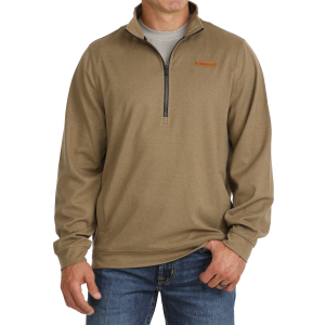 CINCH 1/2 Zip Logo Twill Pullover in Brown | Mens | Size Small