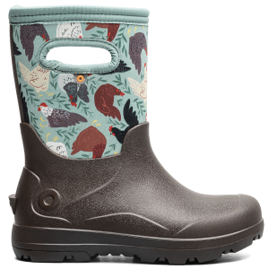 Bogs York Print Seamless Boots in Chocolate Multi/Chickens | Size 2 Youth