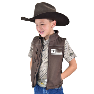 Cowboy Hardware Cowboy Hardware Skull Flag Polyshell Vest in Dark Brown | Size Small - $49.99 at Murdoch's Ranch & Home Supply