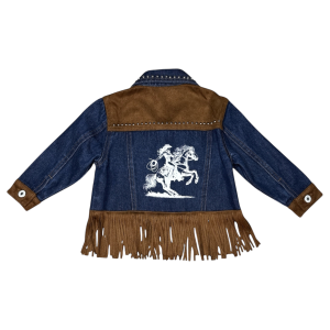 Shea Baby Clothing Shea Baby Clothing Denim & Suede Fringe Jacket in Denim/Brown | Size 6 - $42.00 at Murdoch's Ranch & Home Supply