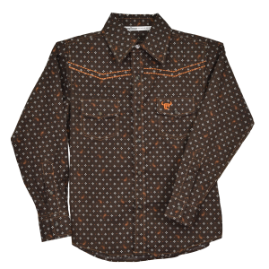 Cowboy Hardware Cowboy Hardware Brown Paisley Geo Western Snap Shirt in Dark Brown | Size XS - $37.99 at Murdoch's Ranch & Home Supply
