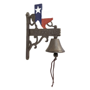De Leon Product Cast Iron Texas Map Outdoor Dinner Bell