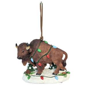 De Leon Product Buffalo with Holiday Lights Christmas Ornament