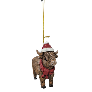 De Leon Product De Leon Product Highland Cow Red Hat Christmas Ornament - $7.99 at Murdoch's Ranch & Home Supply