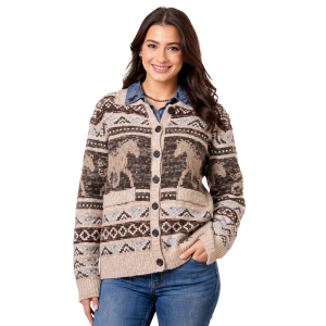Cotton & Rye Outfitters Cotton & Rye Outfitters Melange Horse Cardigan in Tan/Multi | Womens | Size Small - $69.99 at Murdoch's Ranch & Home Supply