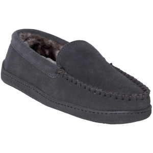 Minnetonka Pile Lined Hardsole Venetian Suede Slipper in Charcoal | Mens | Size 8