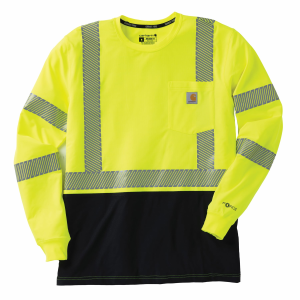 Carhartt Hi-Visibility Force Relaxed Long Sleeve Class 3 T-Shirt in Brite Lime | Mens | Size 3XL