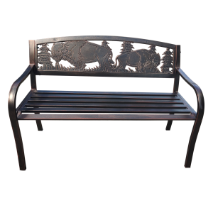 Leigh Country Bison Scene Metal Bench