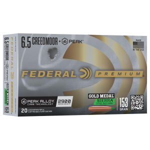 Federal Premium Ammunition Premium 6.5 Creedmoor + Peak 153-Grain STMK Rifle Ammo 20 Rounds