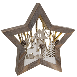BrightIdeas Star Cut Out Winter Home Scene with LED Lights Holiday Decor