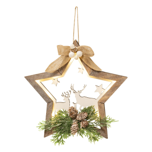BrightIdeas Star Reindeer Cutout Ornament with Greenery Holiday Decor