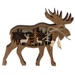 BrightIdeas Moose Forest Scene Sitter Holiday Decor